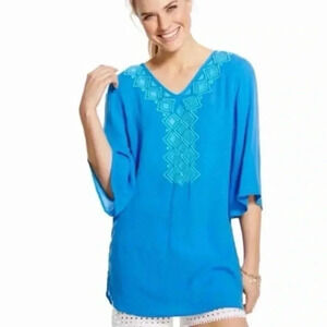 Lilly Pulitzer for Target Blue Embroidered Tunic Top Women's Size XXL